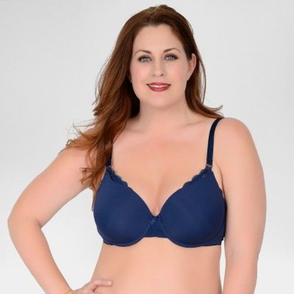 NEW! La Leche League Blue T-Shirt Lace Trim Nursing Bra - Picture 2 of 3